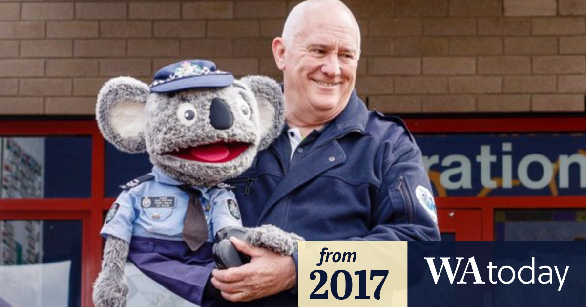Constable Kenny Koala farewells his mate Stewart Waters and